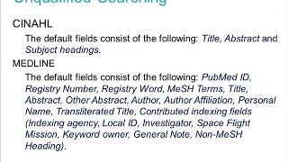 Searching CINAHL & MEDLINE on EBSCOhost for Beginners