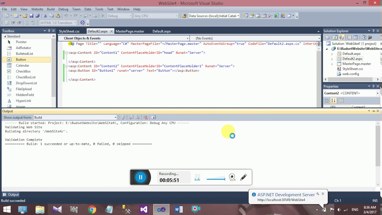 Aspx Default Ui difference default aspx and master page | how to create it - YouTube