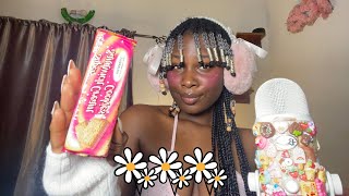 ASMR Trying strawberry sandwich biscuit for the first time 💖