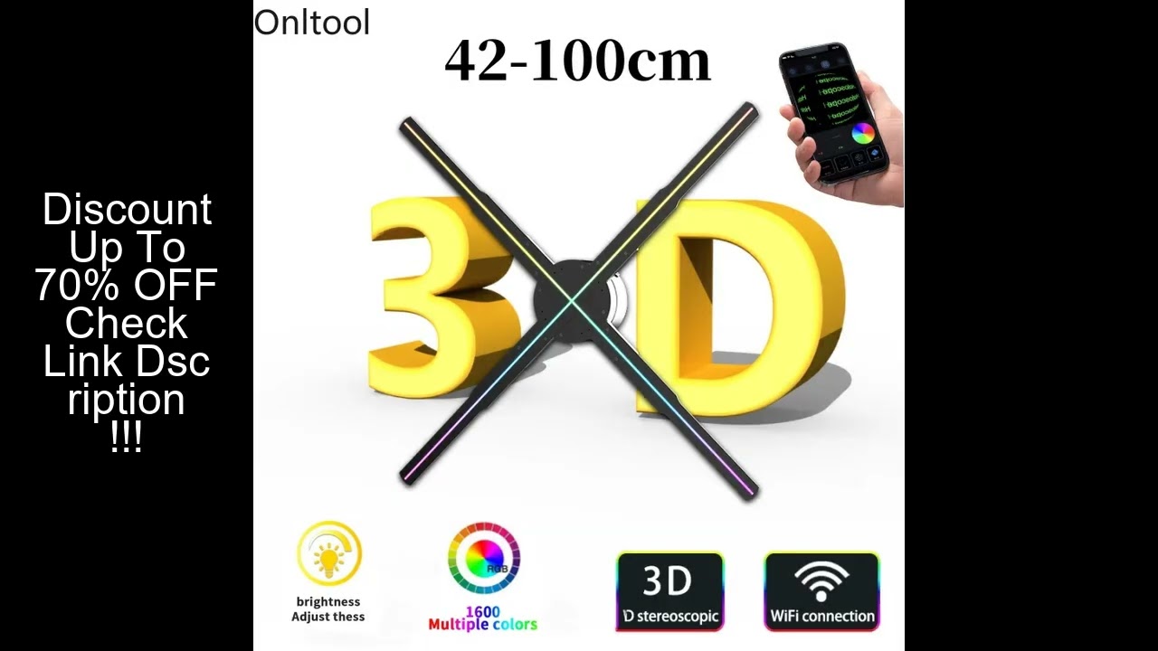 42-100CM 3D Hologram Fan Projector Wifi Display Advertising Logo Light Led Sign Holographic Lamp Thr