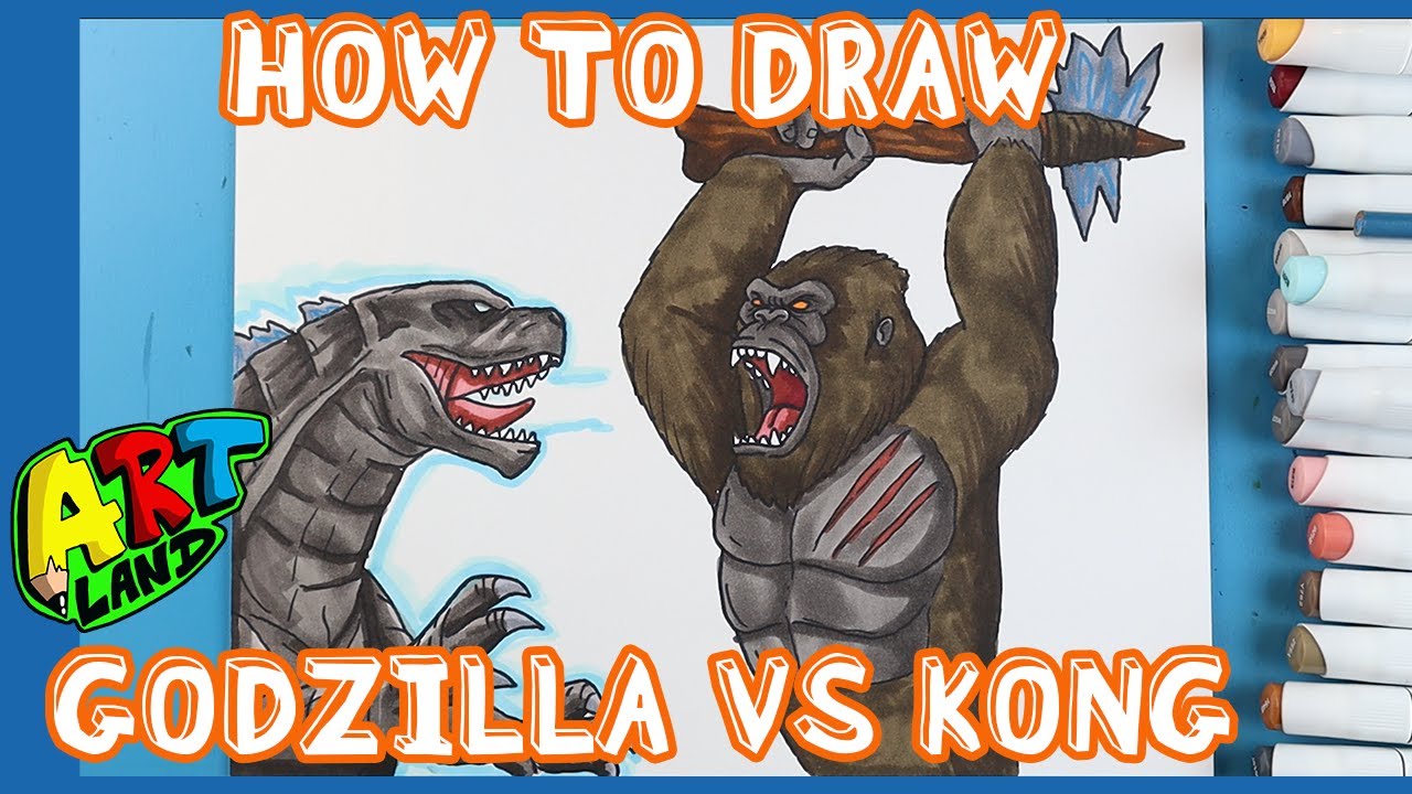 How To Draw Kong Raising His Axe At Godzilla Youtube