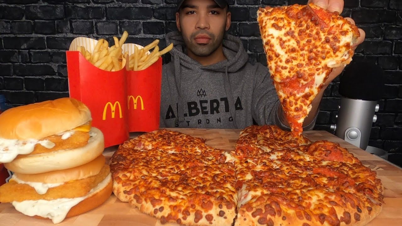 (ASMR) DOMINO'S PIZZA, MCDONALD'S FILET-O-FISH, AND FRIES MUKBANG