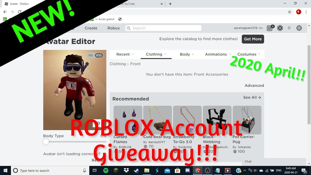 New Free Roblox Account Giveaway 2020 April Youtube