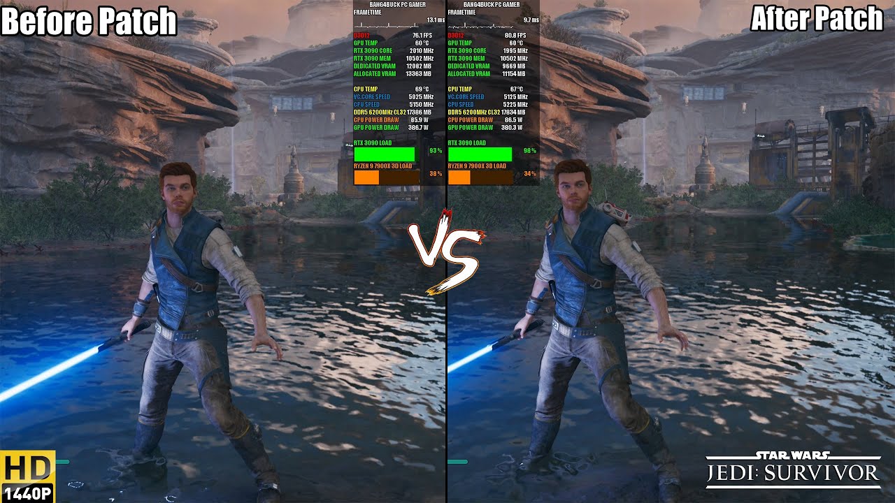 Star Wars Jedi Survivor Patch 9 Performance Before VS After | RTX 3090 ...