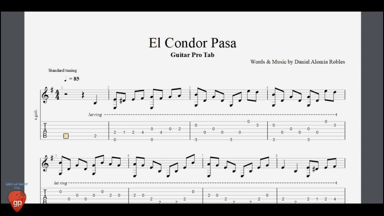 El Cóndor Pasa by Daniel Alomía Robles Guitar Pro Tab YouTube