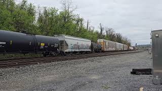 Norfolk Southern #4377 leads an 89 car manifest at Lewistown, PA (04/21/2024)