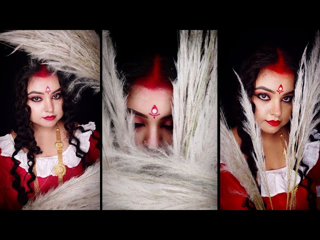 Agomoni(Durga Maa) Makeup Look 2021| Subha Mahalaya Photoshoot Indoor | Miss Chocopuri class=