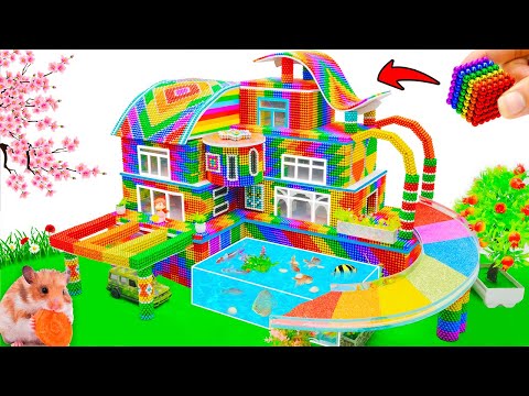 Видео: Build the Most Luxurious Villa with a Large Water Slide, Swimming Pool and Elevator for Hamsters