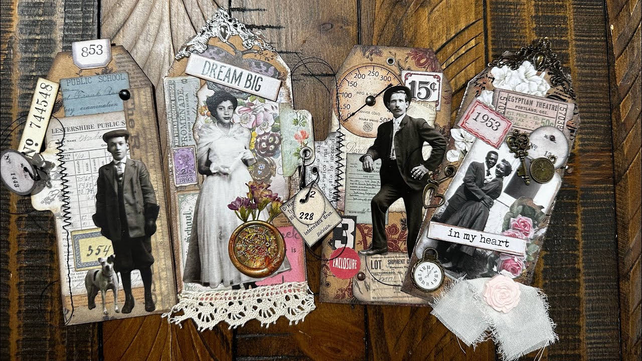 Craft With Me - Over Embellished Junk Journal Tags - Tim Holtz Style ...
