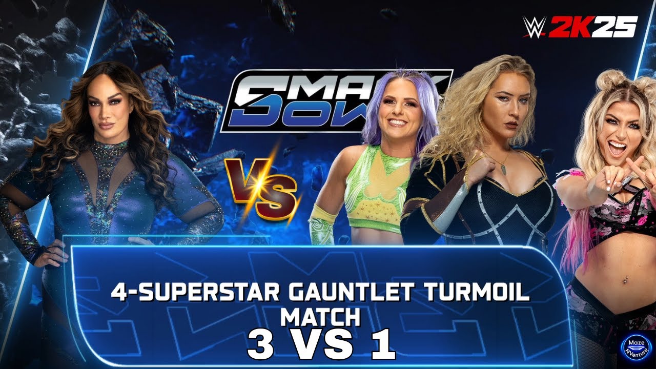 Female's WWE Fight, Nia Jax Vs 3 wrestlers, Women's Wrestling, WWE 2K25  