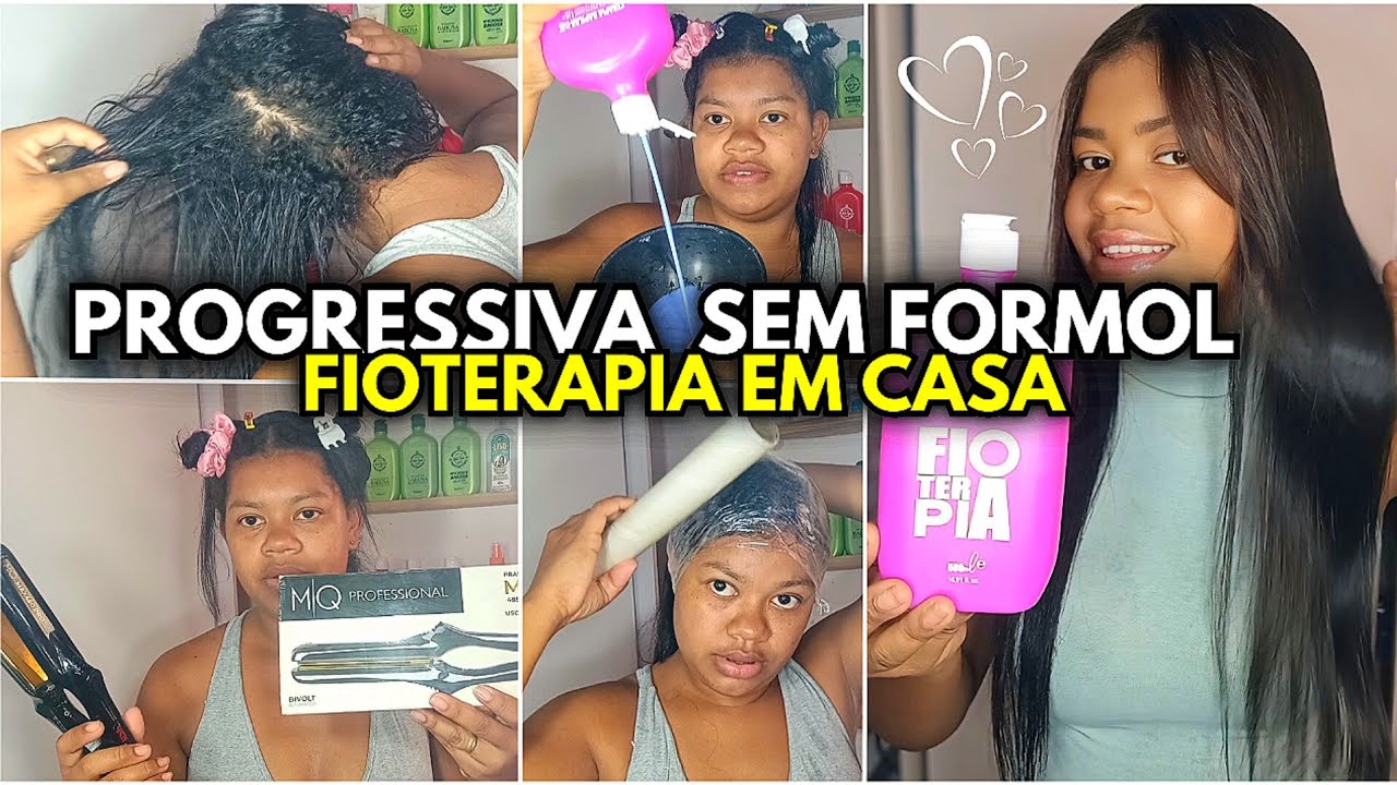 RETOQUE DA PROGRESSIVA FIOTERAPIA 💖 EM CASA  passo a passo Raiz muito alto 😱