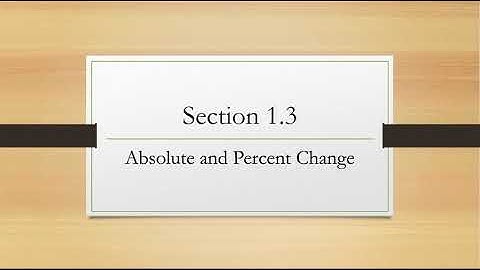 Unit One Absolute and Percent Change