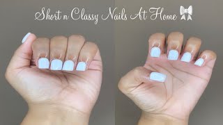 How To Do Acrylic Nails At Home|Short Square Nails On Yourself
