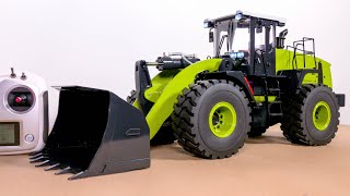 UNBOXING RC HYDRAULIC WHEEL LOADER FAROE GREEN RTR WITH SOUND, LIGHT, REMOTE CONTROL!!