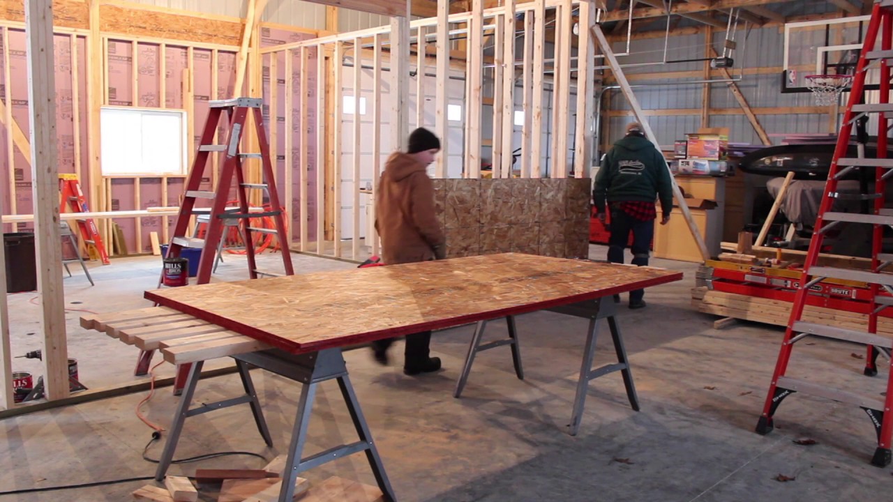 Workshop - Installing OSB wall sheathing in the pole shed ...