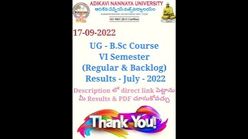 aknu B.Sc 6th Semester (Regular & Backlog) Results - July - 2022