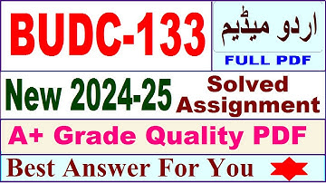BUDC 133 solved assignment 2024-25 in Urdu || budc 133 solved assignment 2025 || budc133 2024-25