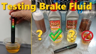 Testing Brake Fluid for Water Saturation:  Old, New, Stored, and Used!