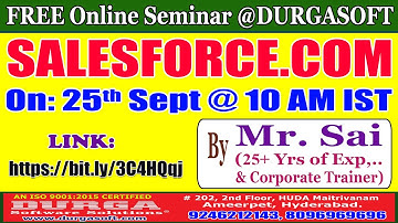 SALESFORCE.COM (FREE Seminar) Online Training @ DURGASOFT
