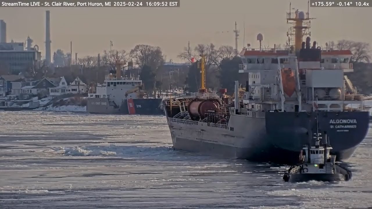 Algonova with CCGS Samuel Risley and tug Pride at Port Huron 2-24-25 ...