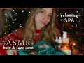 Asmr  relaxing spa for christmas shampoo massages creams hairstyle facial care1h