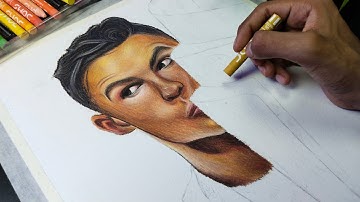 Drawing Cristiano Ronaldo 🔥, Face colouring tutorial, Oil pastel drawing