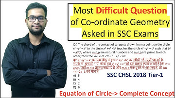 Most difficult question asked in SSC Exam | Equation of circle in Co-ordinate Geometry