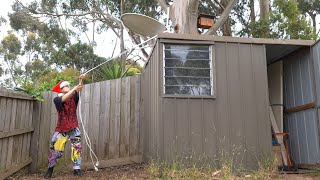 Angry Man Destroys Satellite Dish