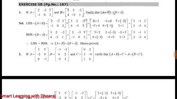 Exercise 5B,Chapter 5 Matrices Rs aggarwal Class 12 Math solution Smart Learning with Dheeraj