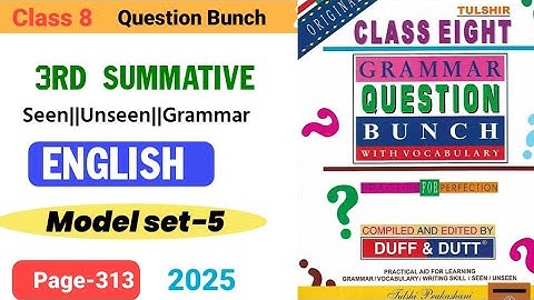 Class 8 Duff and Dutt English question bunch 2025,3rd Summative evaluation, model set 5,page no-313