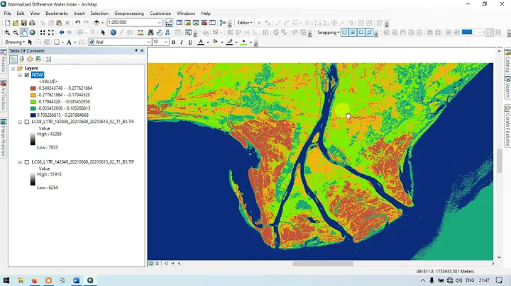 Normalized Difference Water Index (NDWI) in ArcGIS