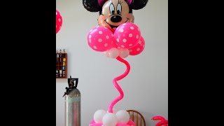 DIY Simple Easy Minnie Balloon Centerpiece Column for Birthday parties How to make Mouse balloon dec