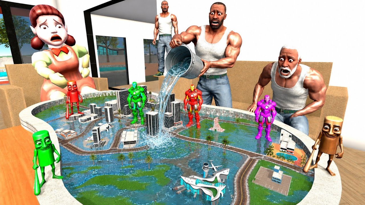 Franklin Found Tiny City Inside Swimming Pool In Indian Bike Driving 3d