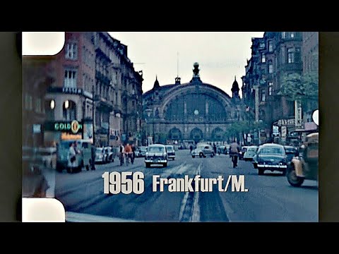 Frankfurt/M. 1956 - Innenstadt - Bahnhof - Oper - Römer - Dom - Mainufer - color footage