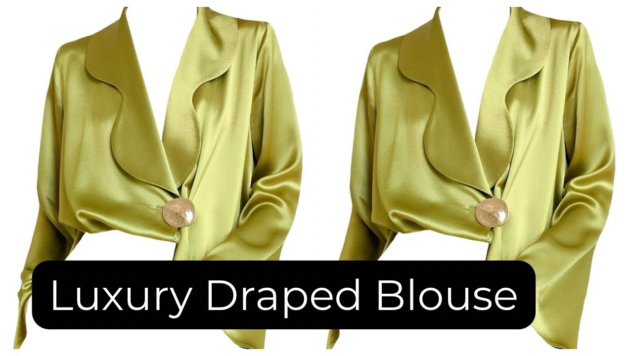 How To sew and draft a Draped Overlap Blouse | Deep V Neck & Self Facing Tutorials 