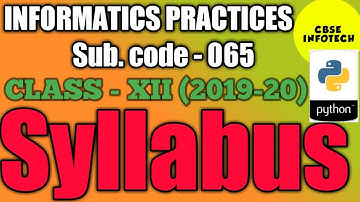 Informatics Practices (New) CLASS XII (Code No. 065) 2019-20 Detailed Syllabus