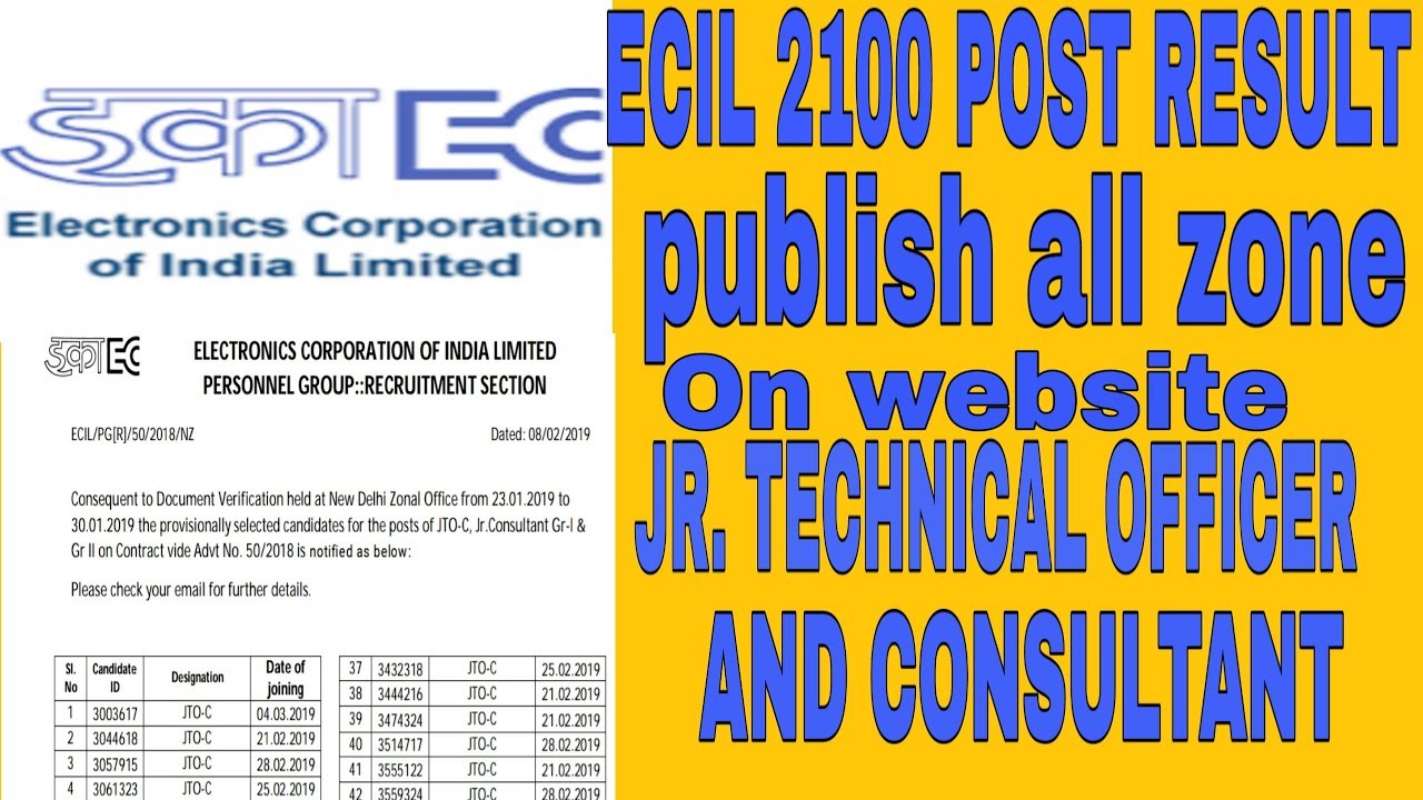 Ecil jr.technical officer and consultant result out on website