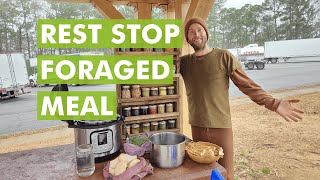 Cooking a 100% Foraged Meal at a Rest Stop