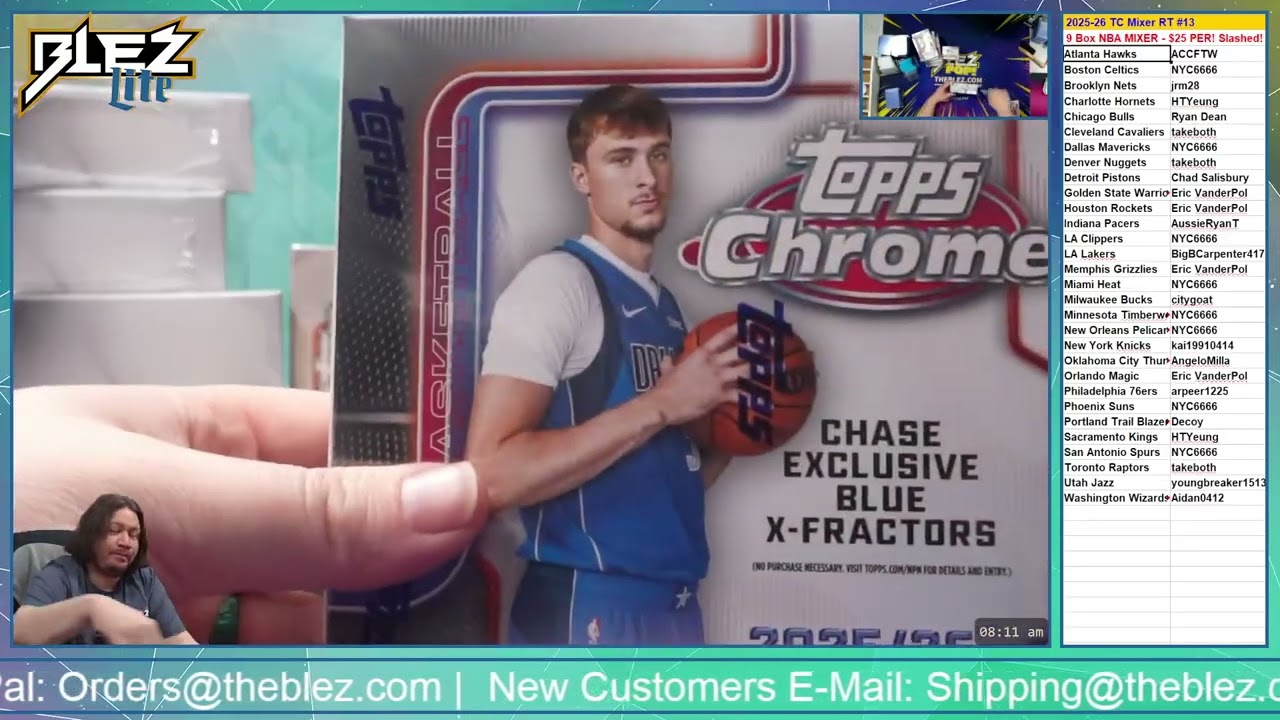 2025-26 Topps Chrome HAMMAH 9 Box NBA Mixer #13 Random Team