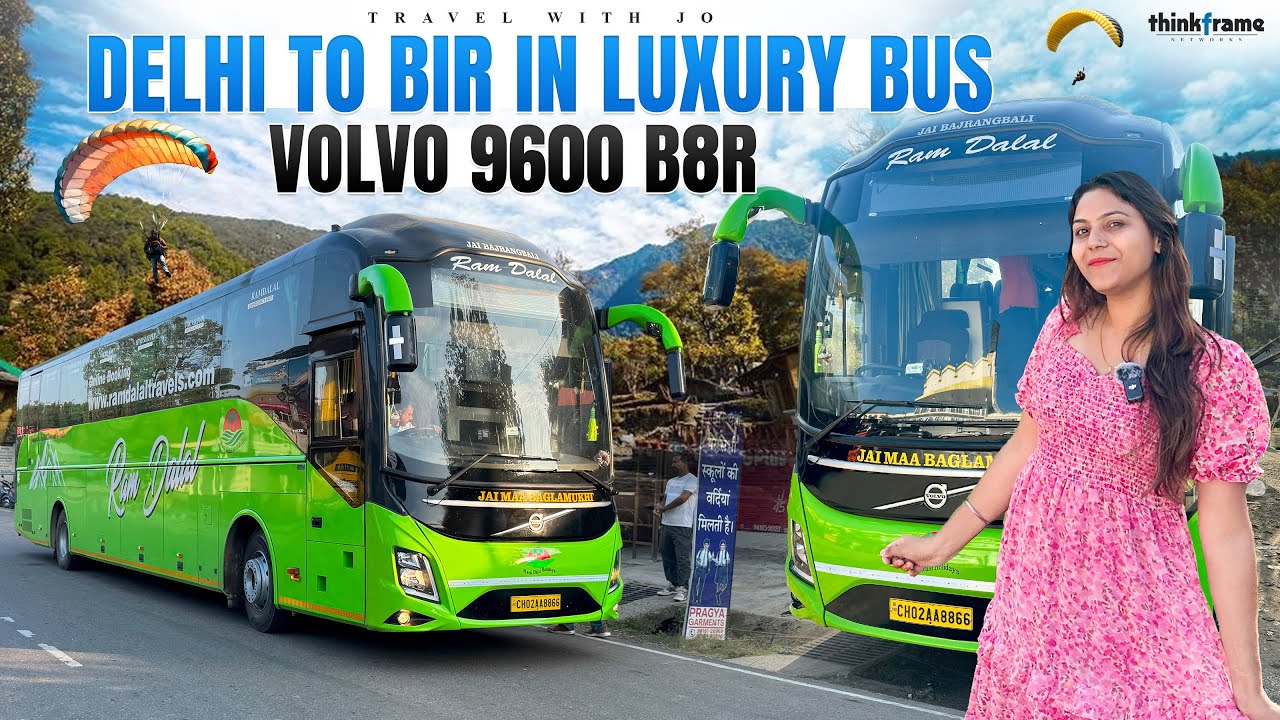 Delhi to Bir Billing Himachal luxurious Volvo bus journey 🥰❄️Asia’s highest paragliding Bir billing