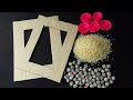 2 Superb and Easy Photo Frame Making with Rice and Newspaper | Photo Frame Making at Home
