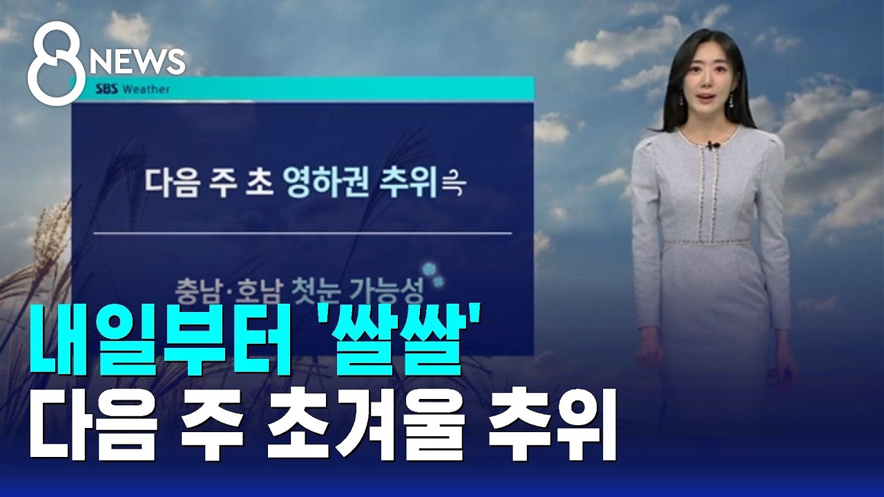 [날씨] 내일부터 '쌀쌀'…다음 주 초겨울 추위 / SBS 8뉴스