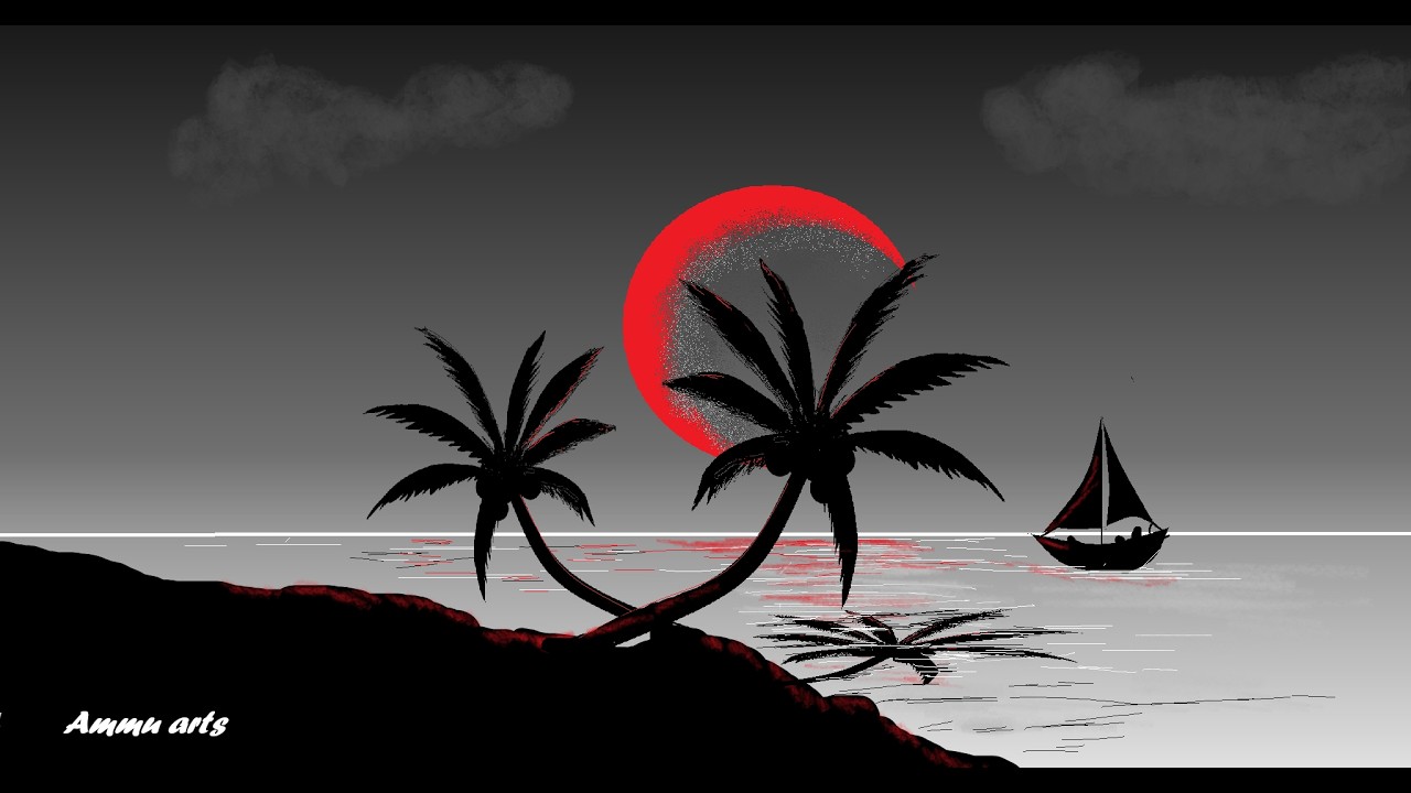 Draw in Ms Paint | Ms Paint Drawing | paint in computer | scenery drawing | How to draw