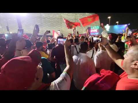 Morocco fans celebrate win over Canada outside Al Thumama Stadium