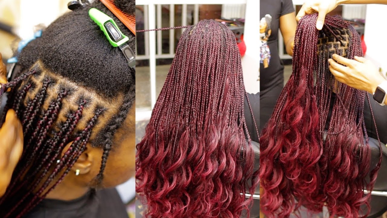 INSTALL KNOTLESS FRENCH CURLS BRAIDS EXTENSION ON TYPE 4C NATURAL HAIR | SALON WORK