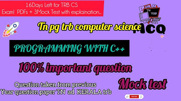 🎯EXCLUSIVE MOCK TEST| PREVIOUS YEAR QUESTIONS| PROGRAMING IN C++ #trbexam2025 #exam 