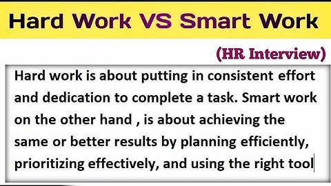 Hard Work VS Smart Work | HR Interview | SRV Studyroom