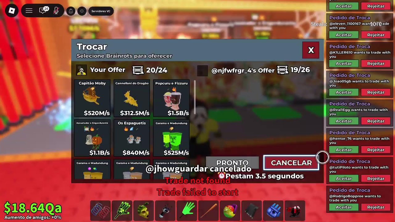 Roube um Brainrot 😂 TRADE na maquina