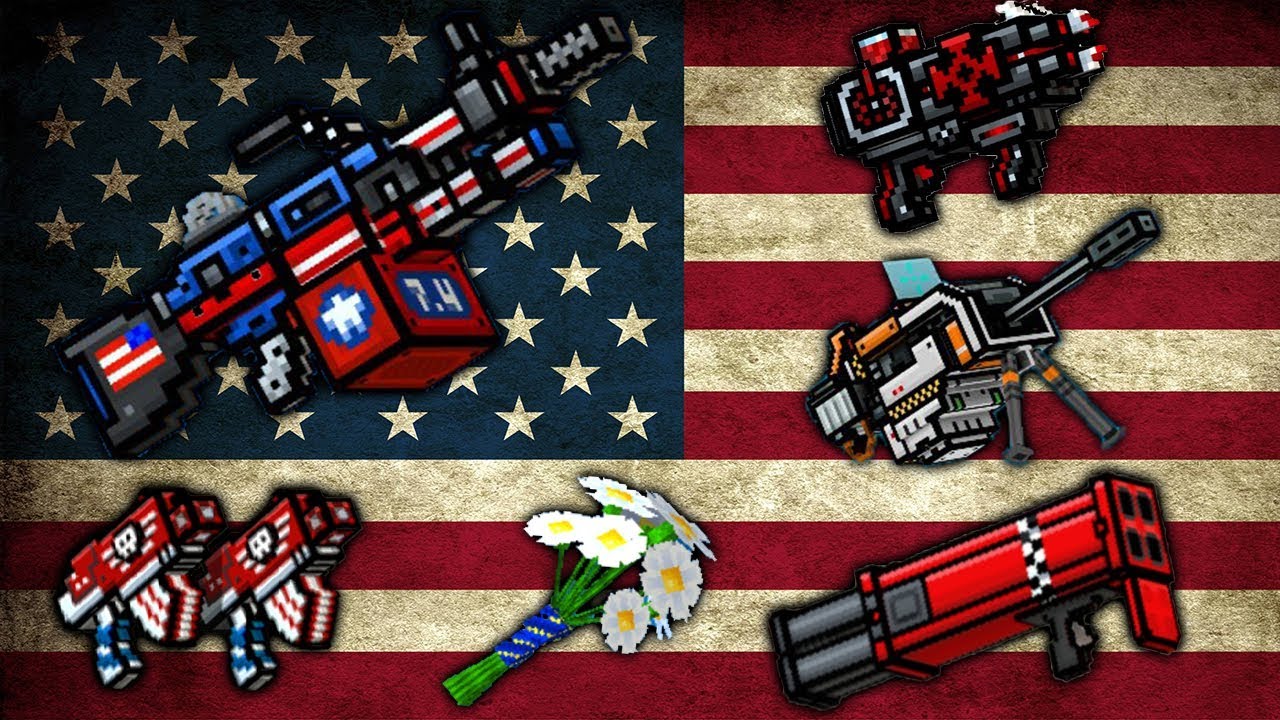 Подарки пиксель ган 3д. Пиксель Ган 3д. Pixel Gun 3d оружие. Американский флаг Pixel. Оружие цвета флаг Америки.