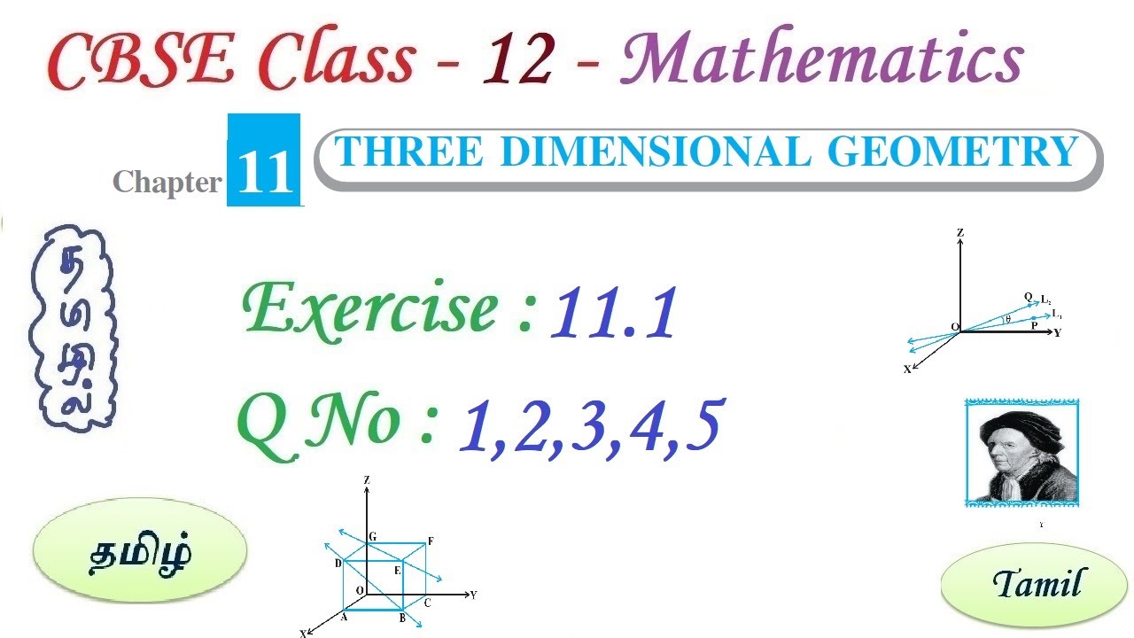 Three Dimensional Geometry, Exercise 11.1 in Tamil Class 12 Maths